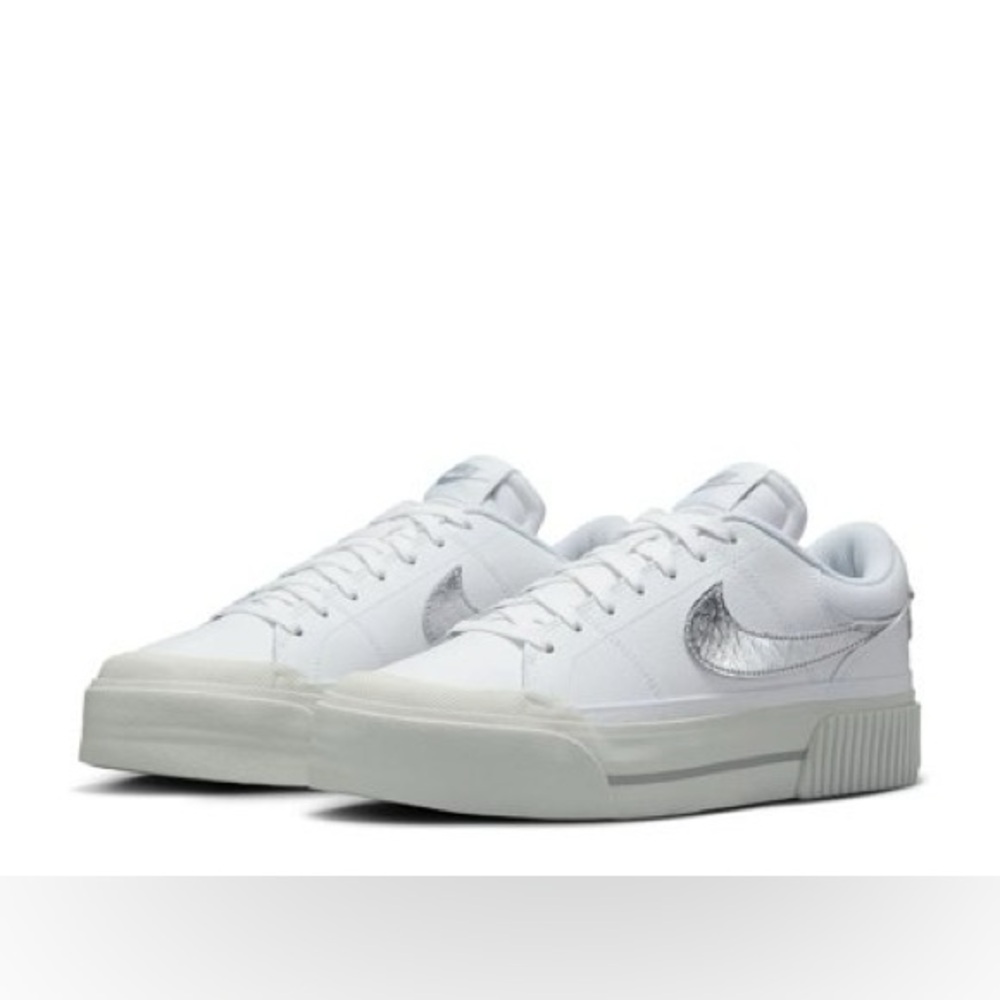 Nike  Court Legacy Lift White Metallic Silver -11W/9.5M